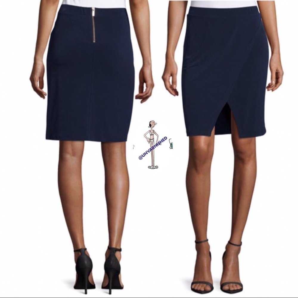 MMK Wrap Navy Pencil Skirt